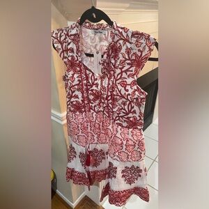 Elegant Red and White Women's Blouse